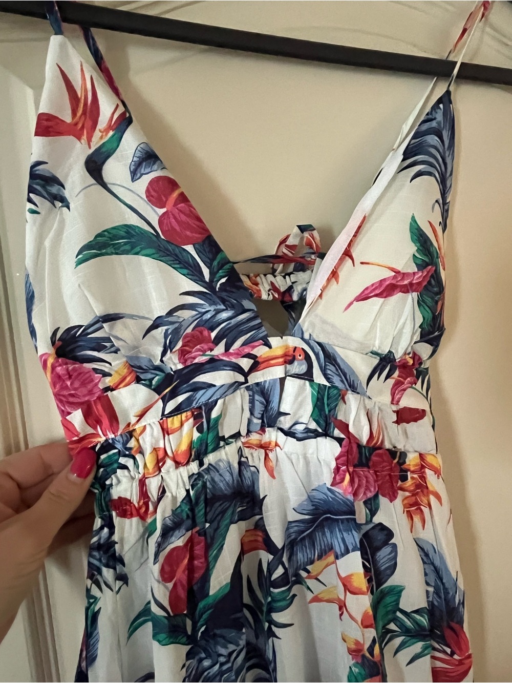 Tori Richard White Maxi Dress with Multicolor Tropical Print Women’s Size Medium - Picture 14 of 15